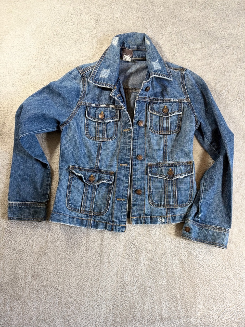 Vintage DMBM Couture Distressed Denim Jacket - Blue M